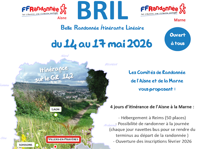 La Belle Randonnée Itinérante Linéaire (BRIL) revient du 14 au 17 mai 2026 