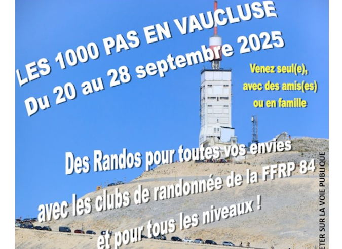 Les « 1000 pas » du Vaucluse - 20 - 28 septembre 2025 