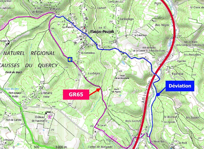 Déviation du GR® 65 dans le Lot pour cause d’incendie 