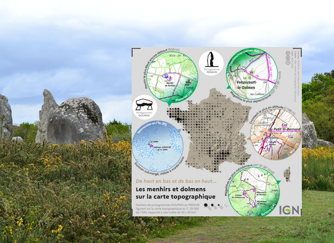 La carte thématique “Menhirs et dolmens” d’IGN 