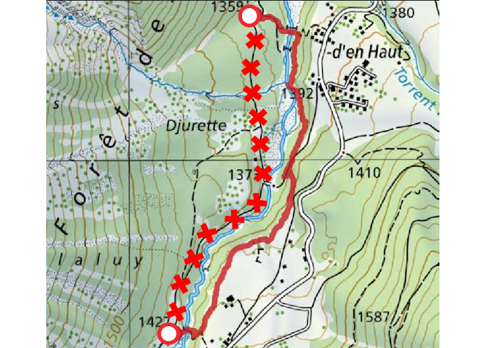 Déviation du sentier de Grande Randonnée  Tour du Mont Blanc en Haute Savoie ( Orcières) 