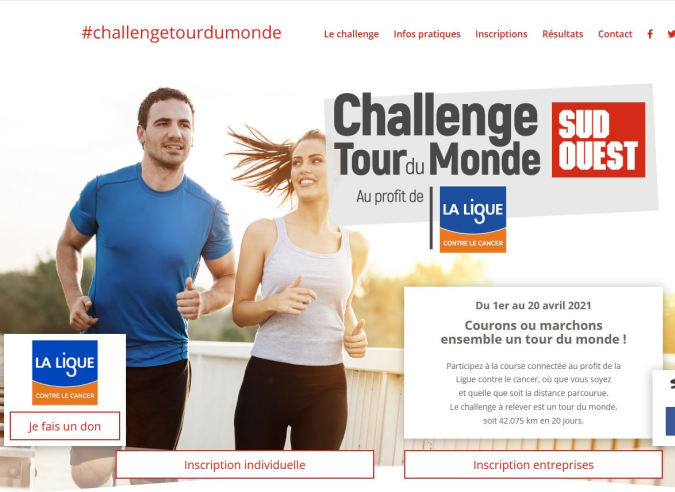 Le Challenge tour du monde , un défi au profit de la Ligue contre le Cancer Le Challenge tour du monde , un défi au profit de la Ligue contre le Cancer