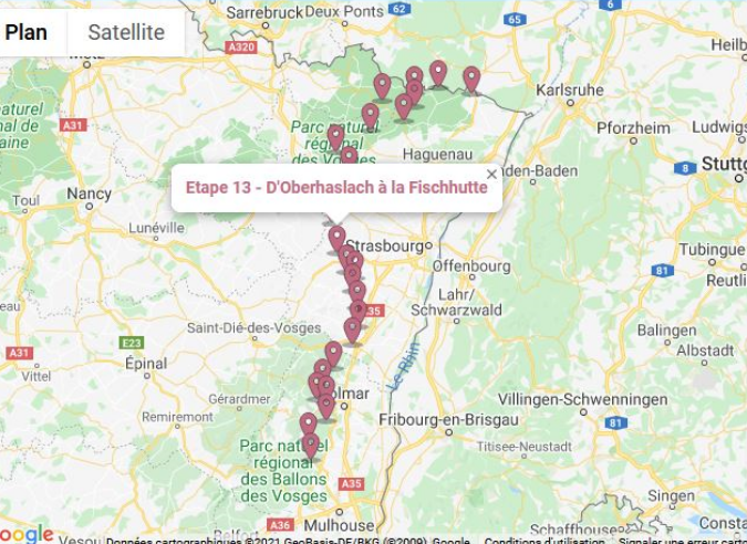 Le chemin des châteaux forts d’Alsace sur GPS 