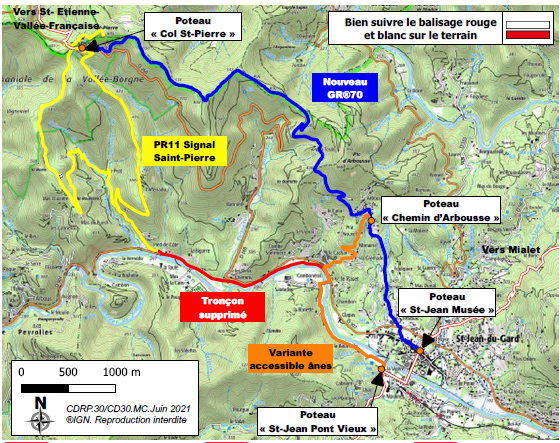 Carte tracé modifié portion GR 70