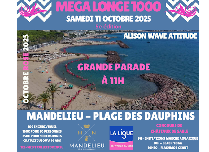 Mega Longe 1000 : la marche aquatique contre le cancer – 11 octobre - Mandelieu 