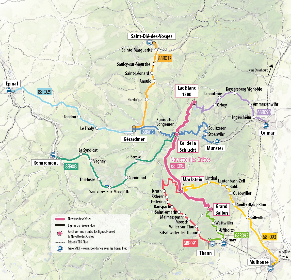 Carte Route Des Cretes Vosges