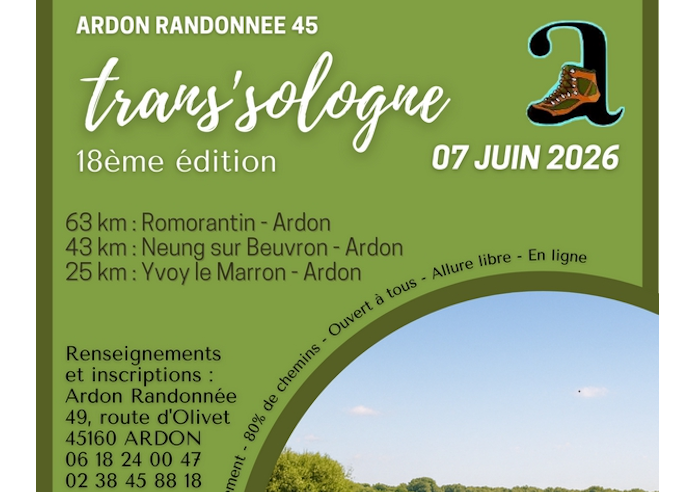 La Trans’Sologne 2026 – Une randonnée d’exception au cœur de la Sologne ! 7 juin  