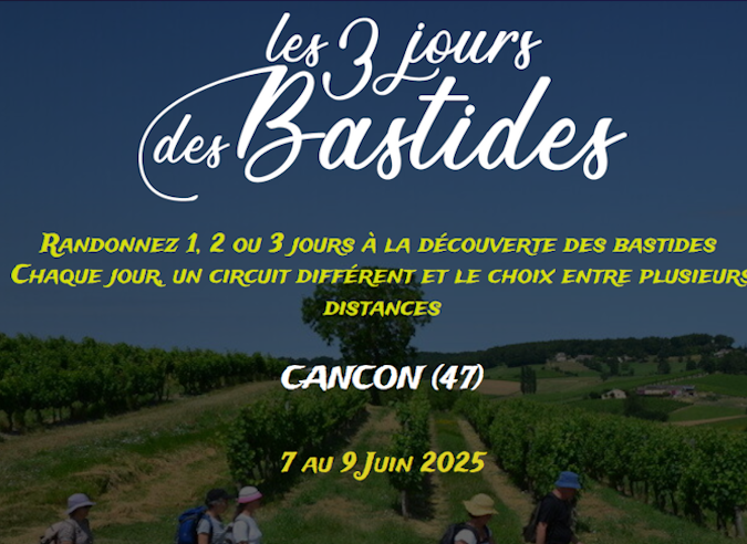 Les « Trois jours des Bastides » : des randonnées en Haut-Agenais les 7, 8 et 9 juin 2025 Les « Trois jours des Bastides » : des randonnées en Haut-Agenais les 7, 8 et 9 juin 2025