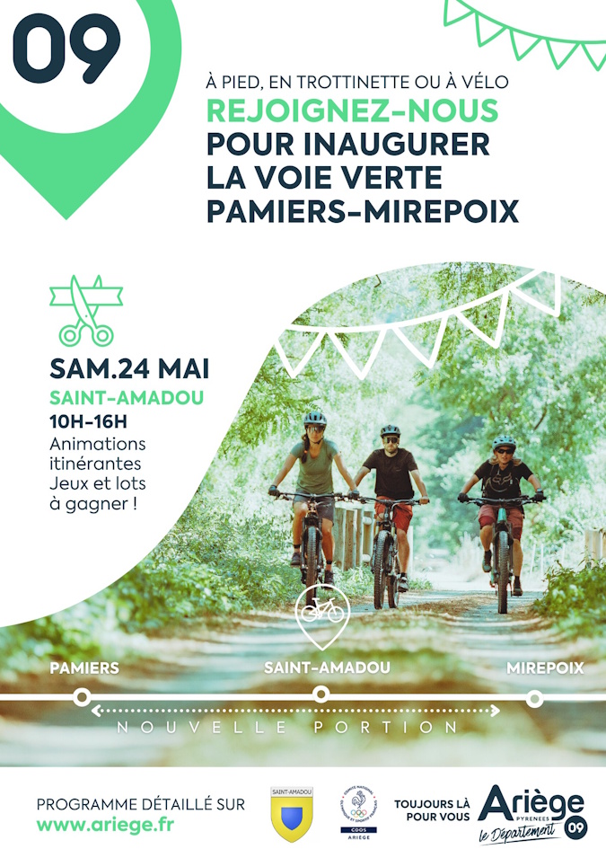 Inauguration de la Voie Verte Pamiers – Mirepoix - 24 mai à Saint-Amadou (Ariège ) 