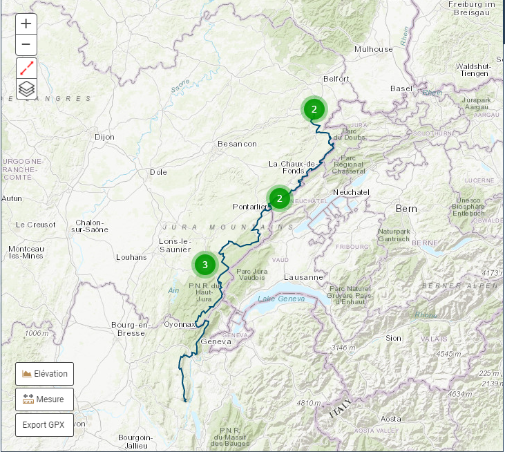 Tracé du GR 509 , la Grande Traversée du Jura - MonGr.fr - FFRandonnée